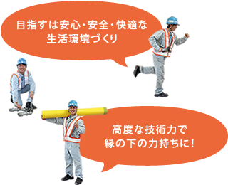 目指すは安心・安全・快適な生活環境づくり 高度な技術力で縁の下の力持ちに！